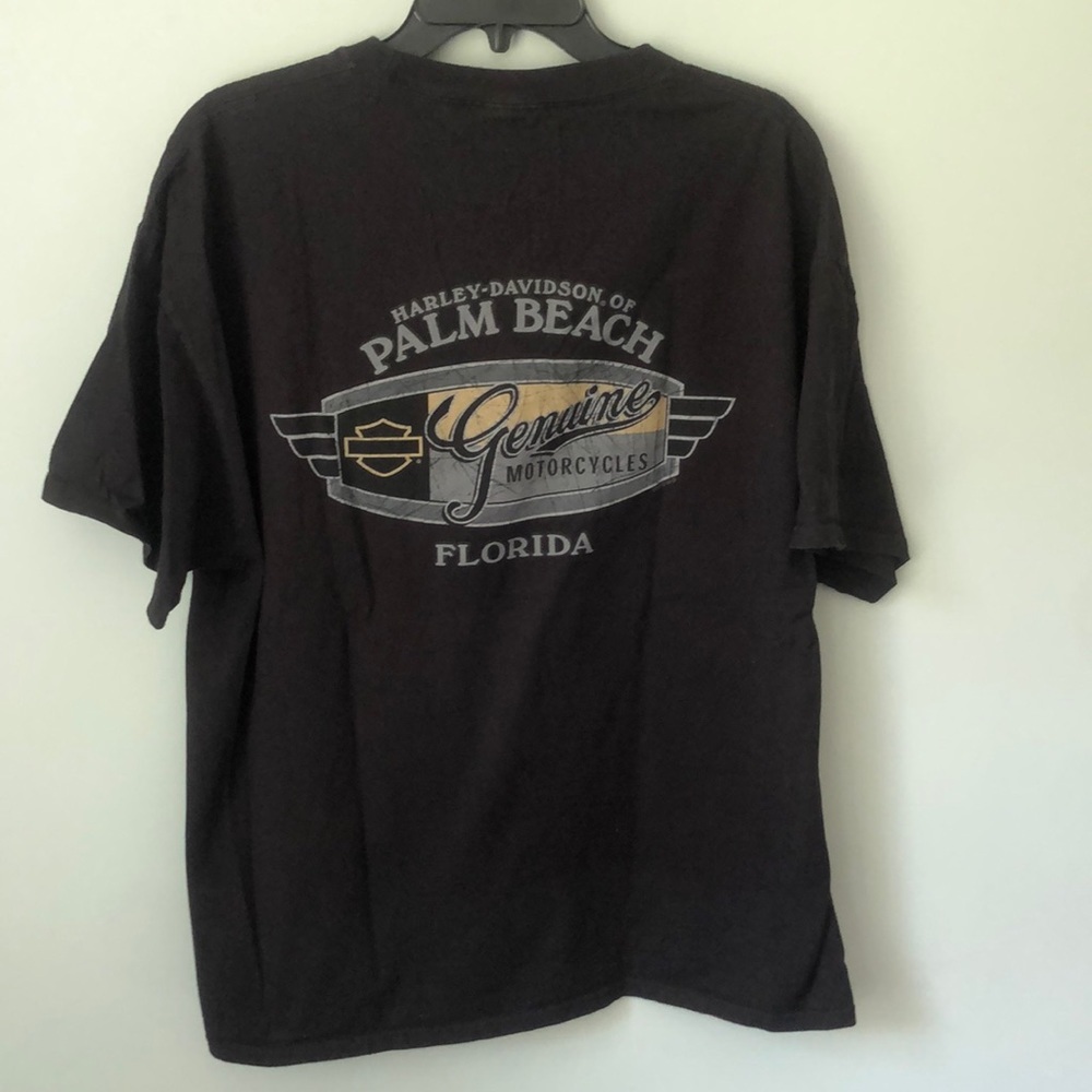 Harley Davidson Palm Beach Florida Eagle Black Short Sleeve T Shirt